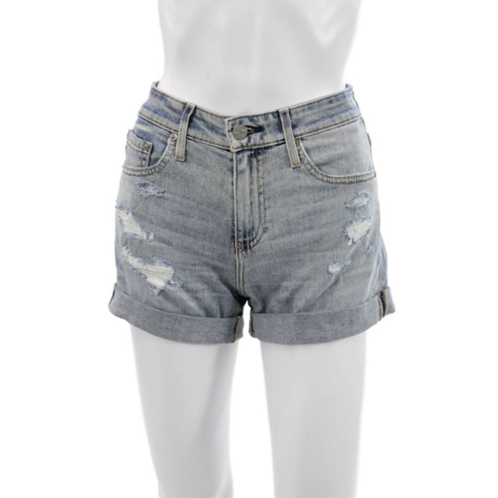 AG-ED Denim Unisex Light Blue Button Cotton Blend 90s Shorts Size 25